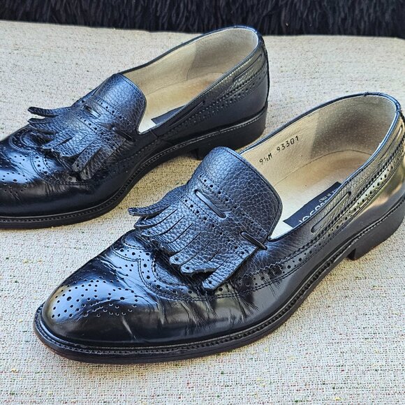 Brassboot Men Shoes Black Leather Loafer Kiltie Slip On Size 9.5M Made Italy main image 12